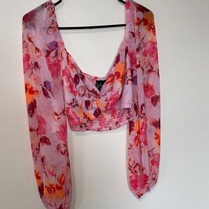 Windsor Floral Puff Sleeve Crop Top
